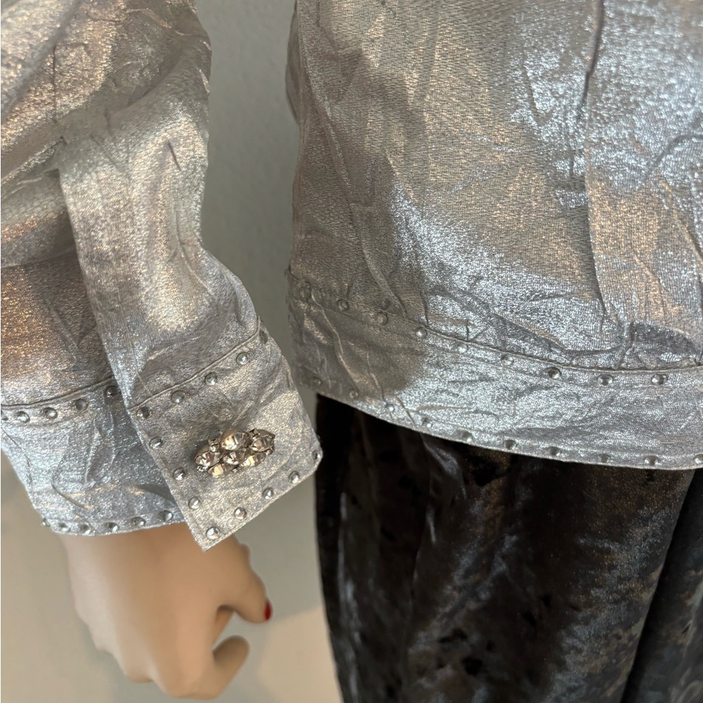 Berek Metallic Silver Rhinestone Jacket - image 5